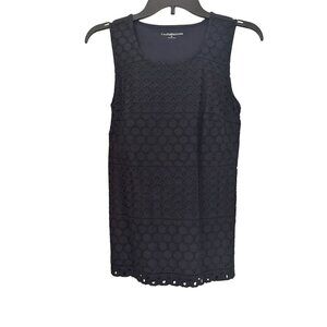NWT Croft & Barrow Casual Cotton Women Lace Tank‎ Top. Navy Blue, Sz. S.
